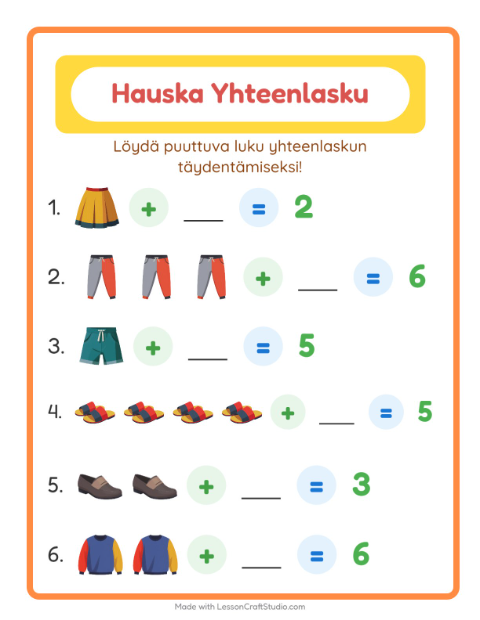 Puuttuva luku – Vaatteet