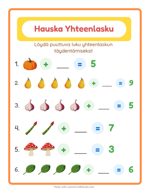 Puuttuva luku – Vihannekset