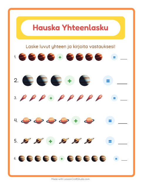 Yhteenlasku – Avaruus