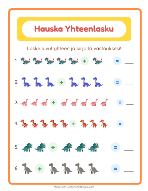 Yhteenlasku – Dinosaurukset
