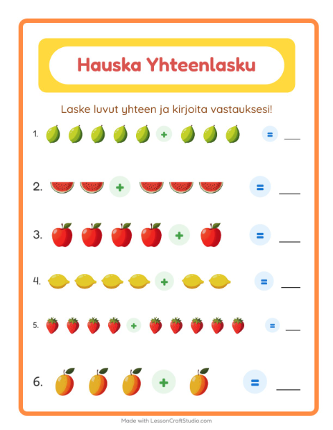Yhteenlasku – Hedelmät