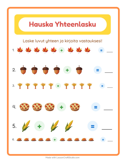Yhteenlasku – Kiitospäivä