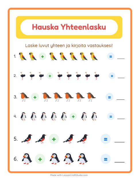 Yhteenlasku – Linnut 2