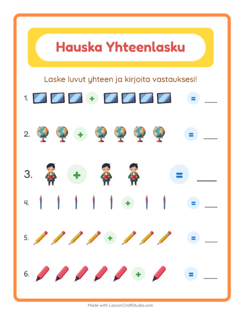 Yhteenlasku – Luokkahuone