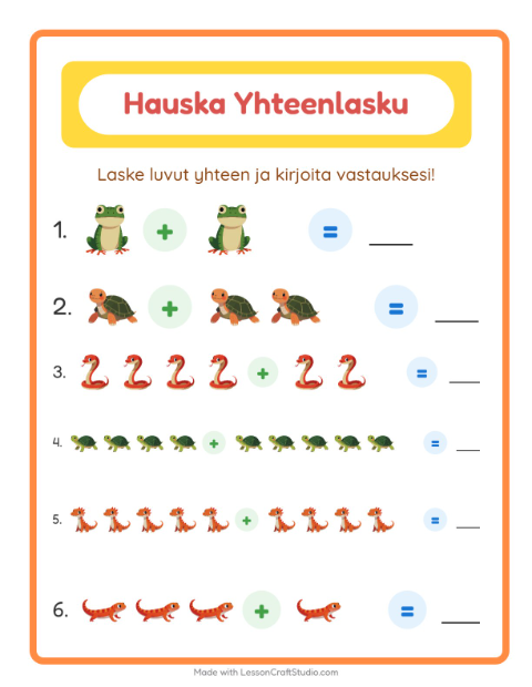Yhteenlasku – Matelijat ja sammakkoeläimet
