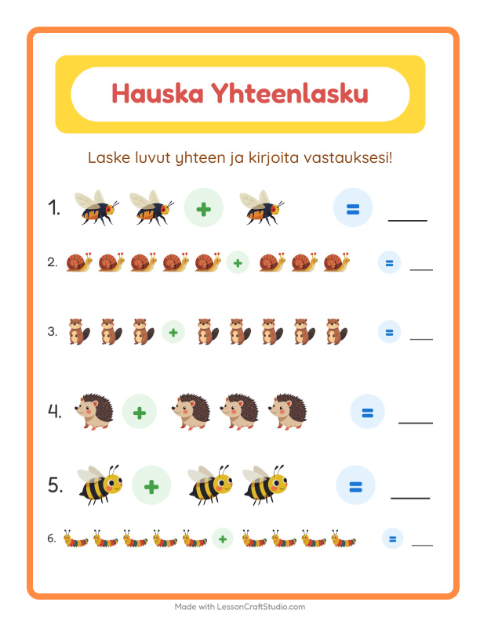 Yhteenlasku – Metsän eläimet