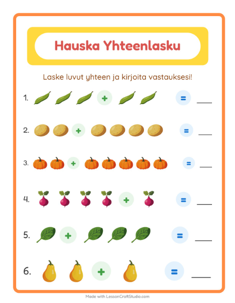Yhteenlasku – Vihannekset