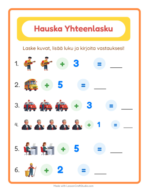 Kuvat ja luku yhteen – Ammatit