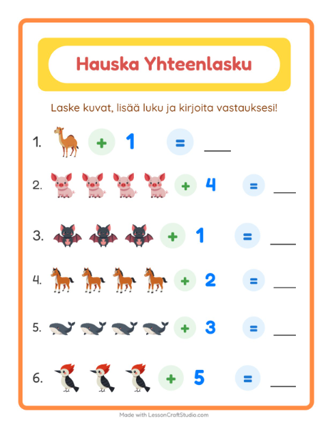 Kuvat ja luku yhteen – Eläimet