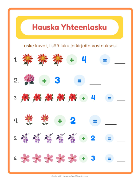 Kuvat ja luku yhteen – Kukat