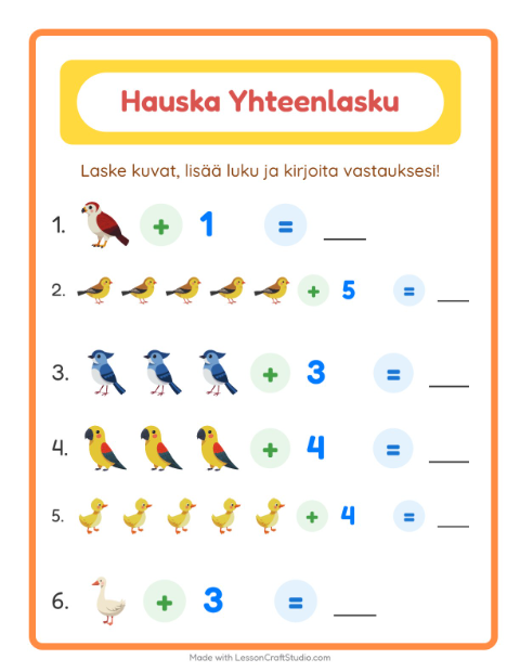 Kuvat ja luku yhteen – Linnut 2