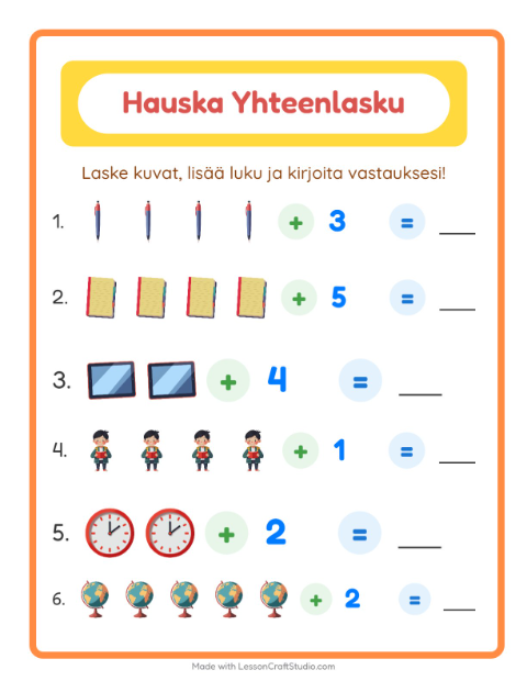 Esikatselu: Kuvat ja luku yhteen: Luokkahuone – 1. luokan oppilaille