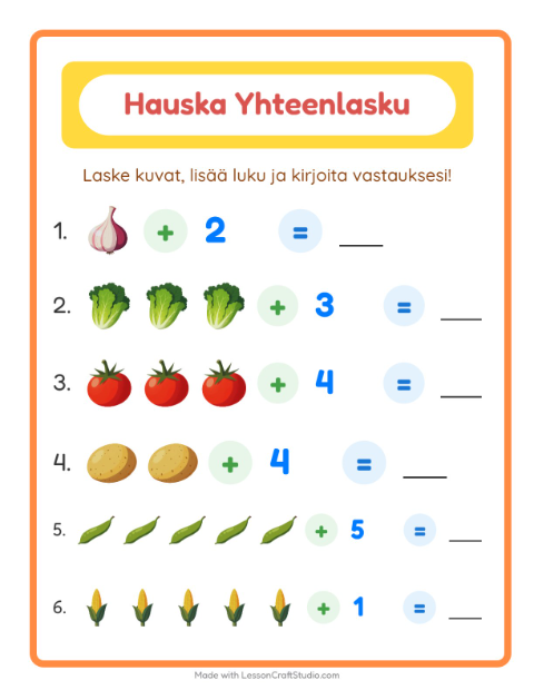 Kuvat ja luku yhteen – Vihannekset
