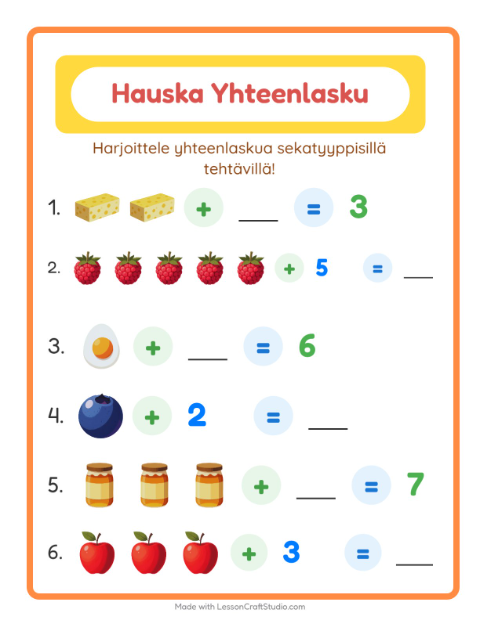 Yhteenlaskua sekaisin – Aamiainen