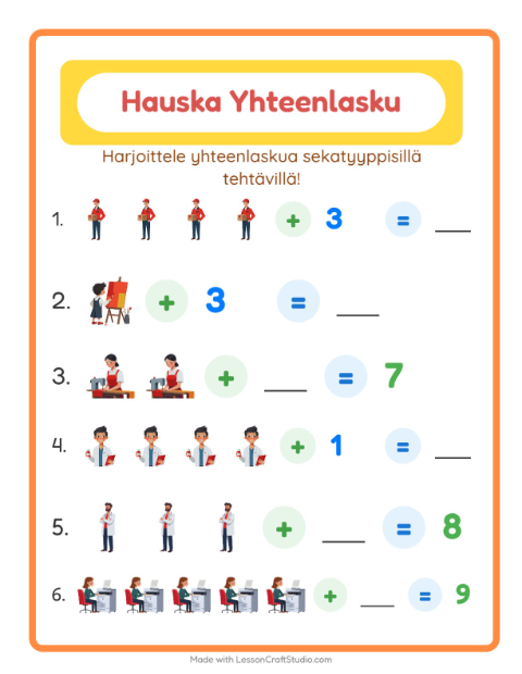 Yhteenlaskua sekaisin – Ammatit
