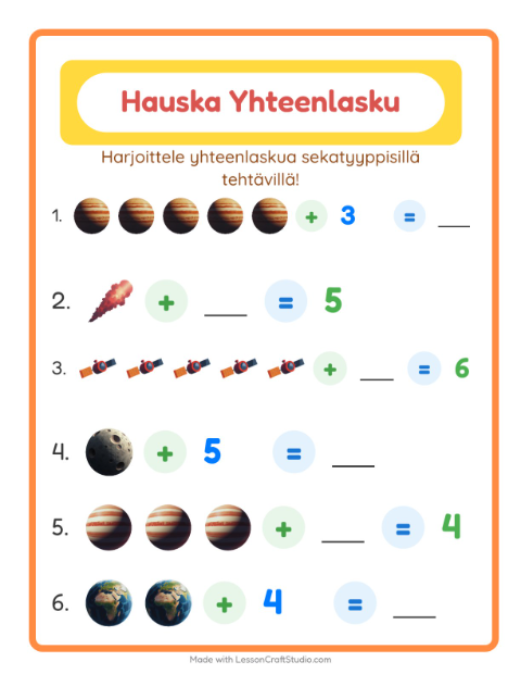 Yhteenlaskua sekaisin – Avaruus