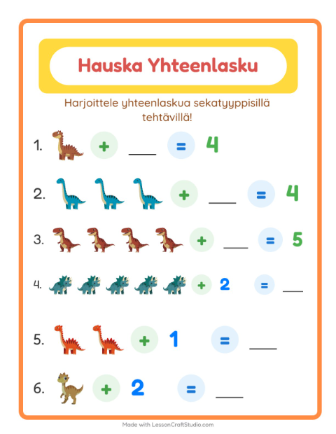 Yhteenlaskua sekaisin – Dinosaurukset