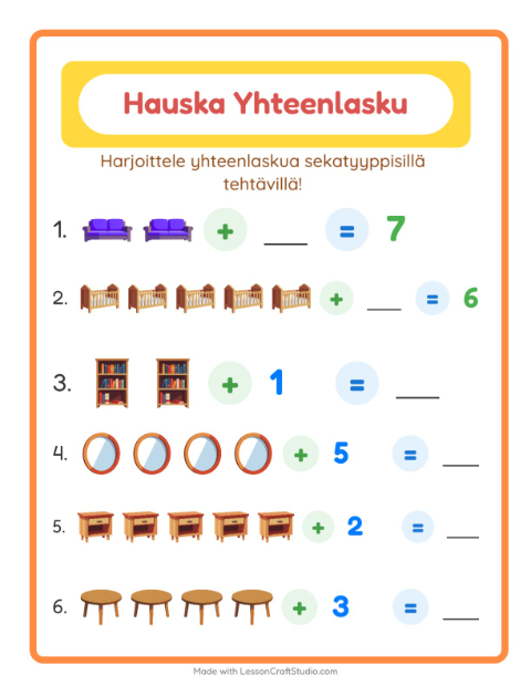 Yhteenlaskua sekaisin – Huonekalut