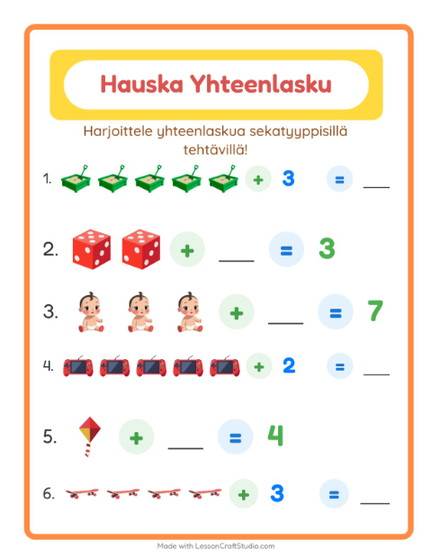 Yhteenlaskua sekaisin – Lelut