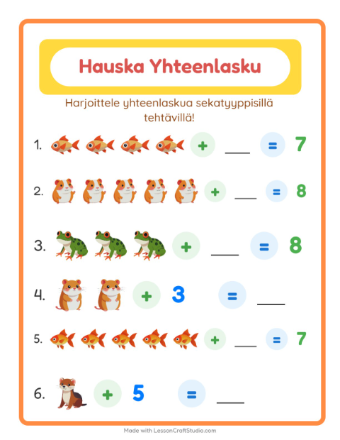 Yhteenlaskua sekaisin – Lemmikit