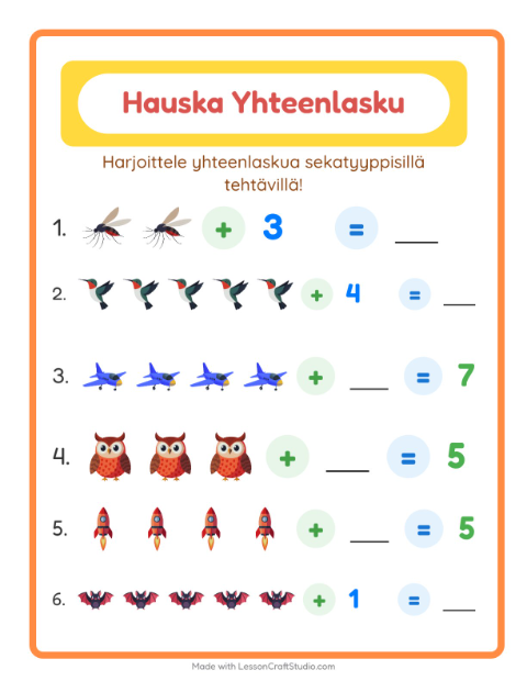 Yhteenlaskua sekaisin – Lentävät asiat