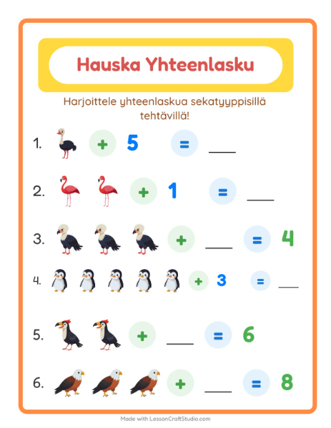 Yhteenlaskua sekaisin – Linnut