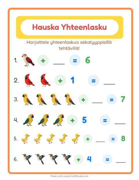 Yhteenlaskua sekaisin – Linnut 2