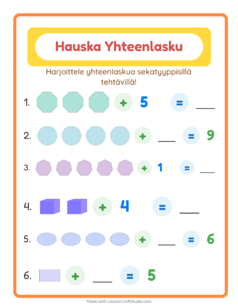 Yhteenlaskua sekaisin – Muodot