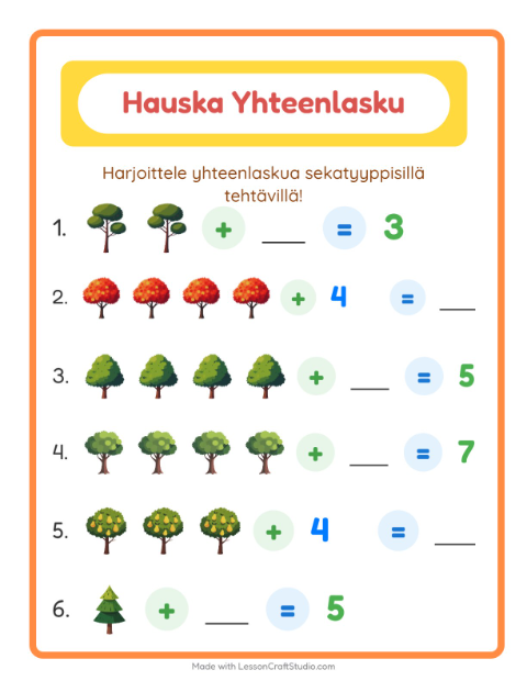 Yhteenlaskua sekaisin – Puut
