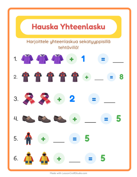 Yhteenlaskua sekaisin – Vaatteet