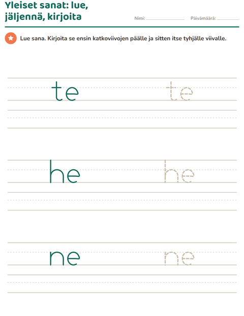 Esikatselu: Yleiset sanat-tehtäväarkki, Esiopetus