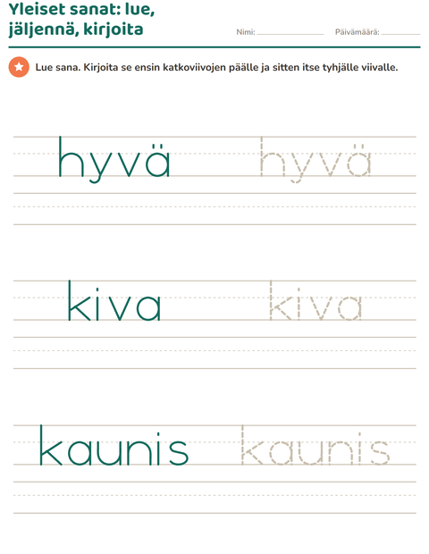 Esikatselu: Yleiset sanat-tehtäväarkki, Esiopetus