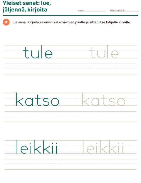 Esikatselu: Yleiset sanat-tehtäväarkki, Esiopetus