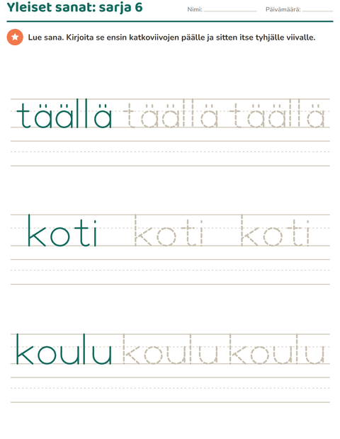 Esikatselu: Yleiset sanat-tehtäväarkki, Esiopetus