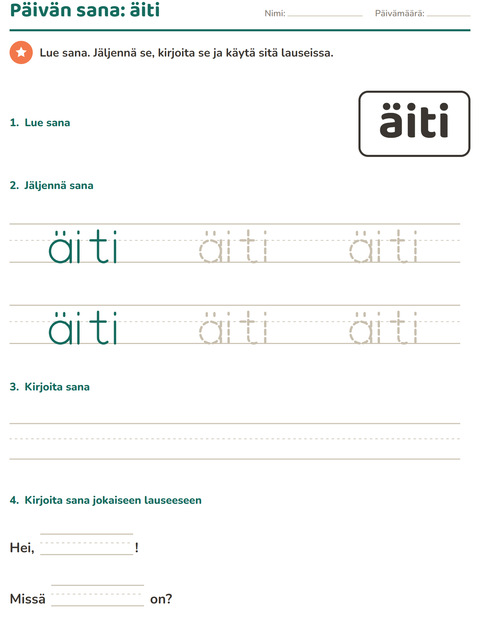 Esikatselu: Yleiset sanat-tehtäväarkki, Esiopetus