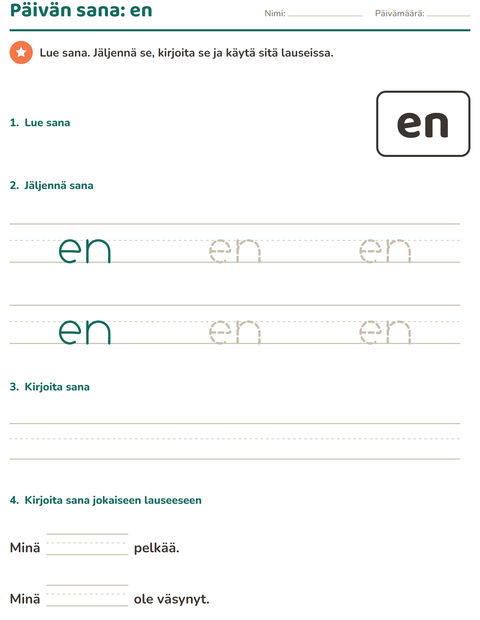 Esikatselu: Yleiset sanat-tehtäväarkki, Esiopetus
