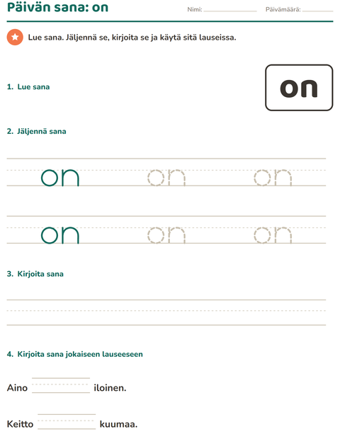 Esikatselu: Yleiset sanat-tehtäväarkki, Esiopetus