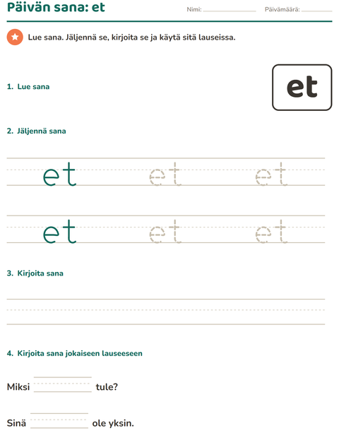 Esikatselu: Yleiset sanat-tehtäväarkki, Esiopetus