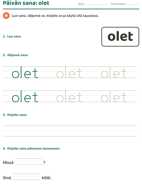 Esikatselu: Yleiset sanat-tehtäväarkki, Esiopetus