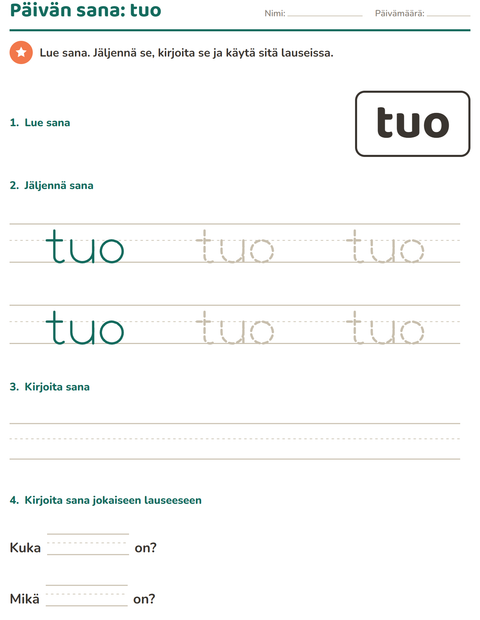 Esikatselu: Yleiset sanat-tehtäväarkki, Esiopetus