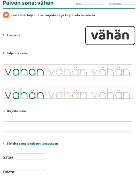 Esikatselu: Yleiset sanat-tehtäväarkki, Esiopetus