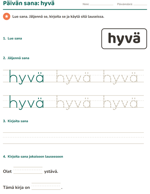 Esikatselu: Yleiset sanat-tehtäväarkki, Esiopetus