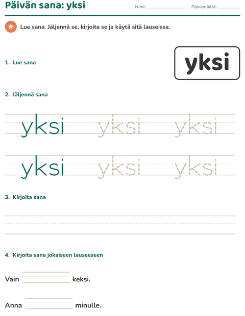 Esikatselu: Yleiset sanat-tehtäväarkki, Esiopetus