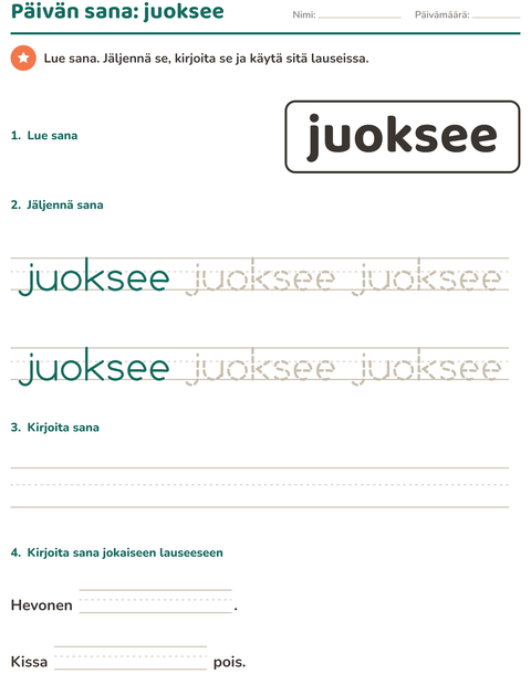 Esikatselu: Yleiset sanat-tehtäväarkki, Esiopetus