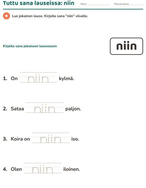 Esikatselu: Yleiset sanat-tehtäväarkki, Esiopetus