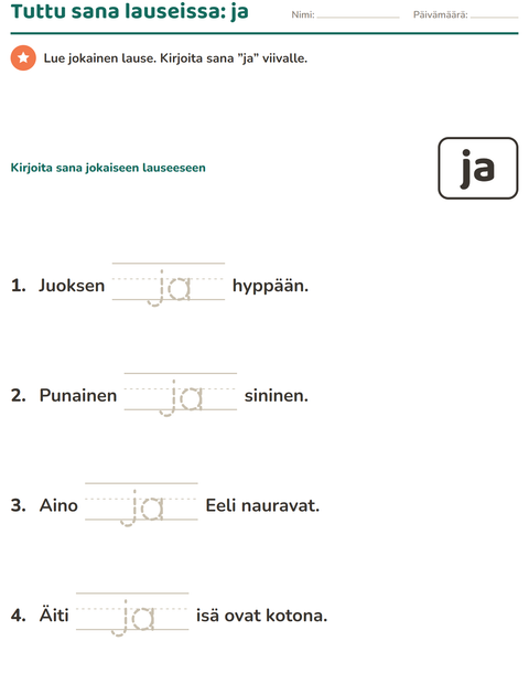 Esikatselu: Yleiset sanat-tehtäväarkki, Esiopetus