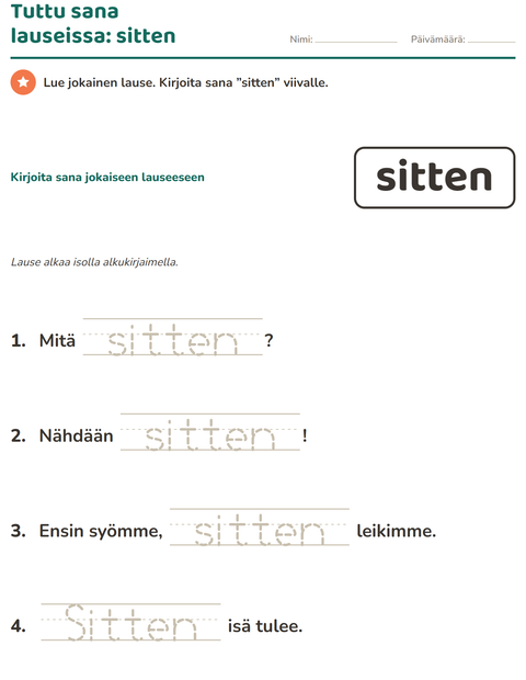 Esikatselu: Yleiset sanat-tehtäväarkki, Esiopetus