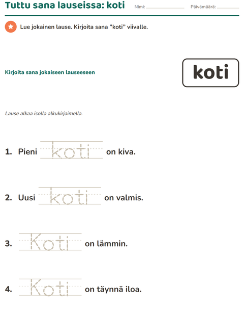Esikatselu: Yleiset sanat-tehtäväarkki, Esiopetus