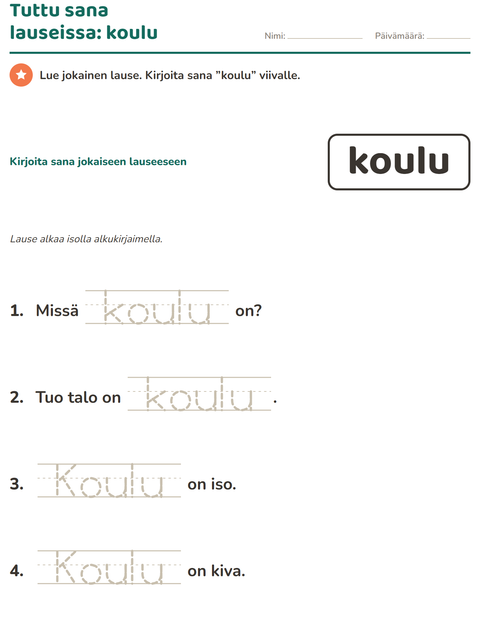 Esikatselu: Yleiset sanat-tehtäväarkki, Esiopetus