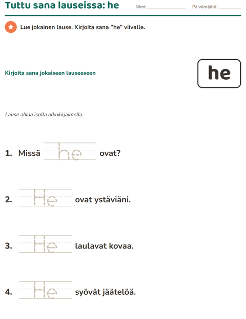 Esikatselu: Yleiset sanat-tehtäväarkki, Esiopetus